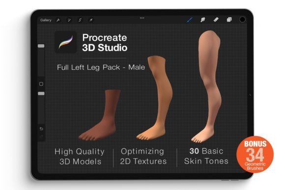 Integrating the Procreate 3D Model - Left Leg Male into Your Digital Art Workflow