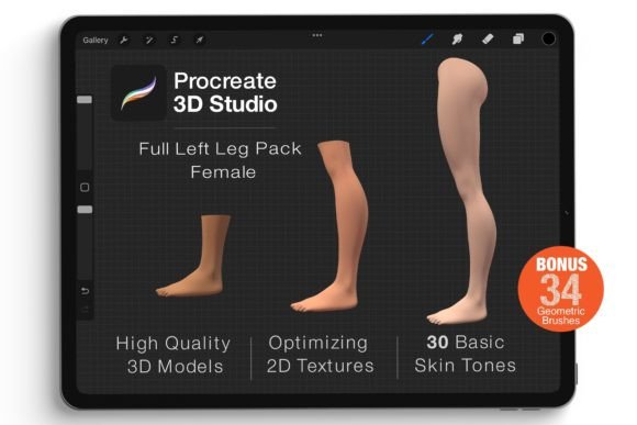 Mastering Anatomical Detail with the Procreate 3D Model - Left Leg Female
