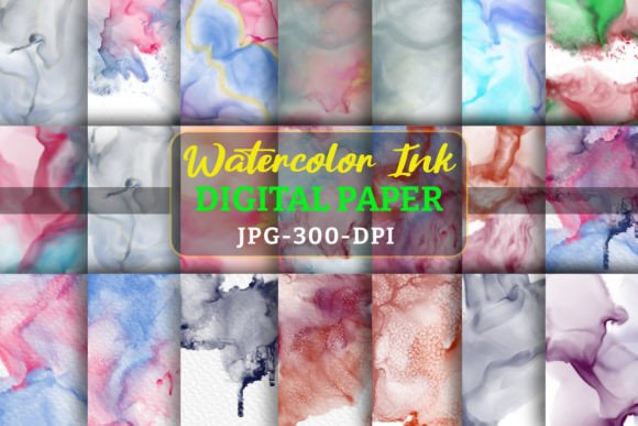Watercolor Ink Digital Papers Graphic